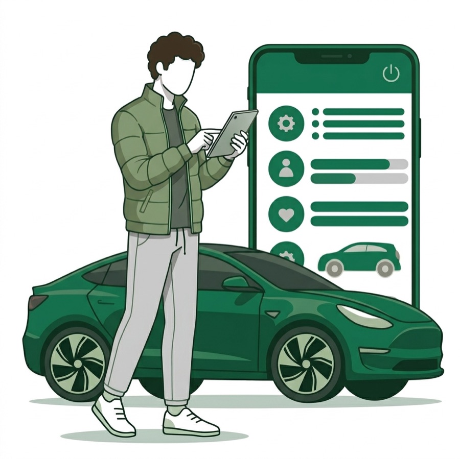 A person reviewing a CARME Auto cash offer on a tablet beside their car